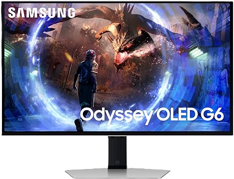  SAMSUNG 27-Inch Odyssey G6 (G60SD) Series OLED Gaming Monitor with QHD 360Hz 0.03ms, Anti-Glare, Sleek Metal Design, LS27DG602SNXZA, 2024, 3 Year Warranty 