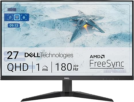  Dell G2725D Gaming Monitor - 27-inch QHD (2560x1440) up to 180 Hz, 2ms Response time, 99% RGB Display, DisplayPort/HDMI Connectivity, AMD FreeSync, Comfortview, Tilt Adjustable - Black
 
